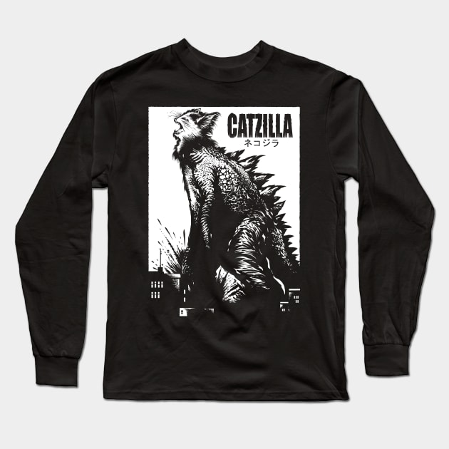 Catzilla Long Sleeve T-Shirt by wildsidecomix